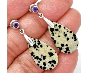 Dalmatian and Amethyst Earrings SDE85236 E-1120, 13x25 mm