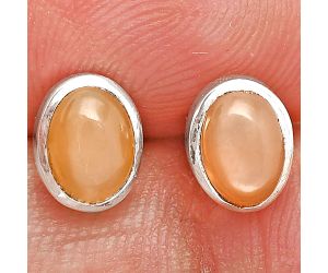 Peach Moonstone Stud Earrings SDE85244 E-1018, 5x7 mm