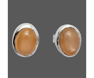 Peach Moonstone Stud Earrings SDE85244 E-1018, 5x7 mm