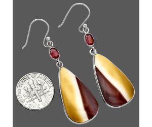 Red Mookaite and Garnet Earrings SDE85333 E-1002, 15x27 mm