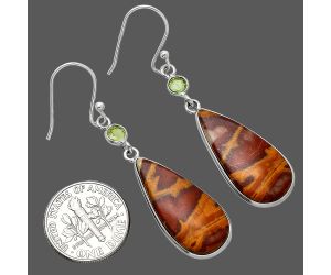 Noreena Jasper and Peridot Earrings SDE85357 E-1002, 12x25 mm
