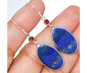 Lapis Lazuli and Garnet Earrings SDE85381 E-1002, 14x23 mm