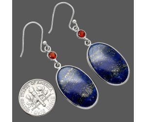 Lapis Lazuli and Garnet Earrings SDE85381 E-1002, 14x23 mm