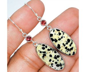 Dalmatian and Garnet Earrings SDE85383 E-1002, 12x24 mm