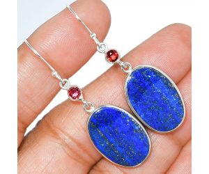 Lapis Lazuli and Garnet Earrings SDE85412 E-1002, 14x21 mm