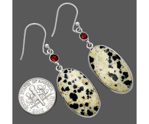 Dalmatian and Garnet Earrings SDE85416 E-1002, 14x26 mm