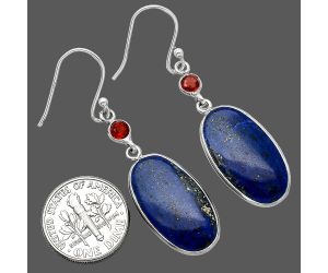 Lapis Lazuli and Garnet Earrings SDE85445 E-1002, 12x22 mm