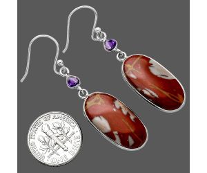 Noreena Jasper and Amethyst Earrings SDE85460 E-1002, 11x23 mm