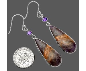 Lavender Jade and Amethyst Earrings SDE85462 E-1002, 11x28 mm