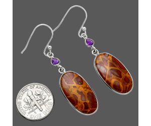 Noreena Jasper and Amethyst Earrings SDE85465 E-1002, 12x22 mm