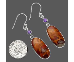 Noreena Jasper and Amethyst Earrings SDE85467 E-1002, 11x22 mm