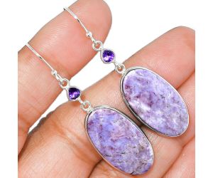 Lavender Jade and Amethyst Earrings SDE85471 E-1002, 14x26 mm