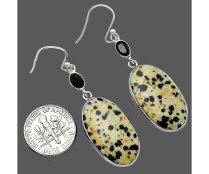 Dalmatian and Black Onyx Earrings SDE85482 E-1002, 14x25 mm