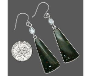 Blood Stone and Sky Blue Topaz Earrings SDE85486 E-1002, 14x30 mm
