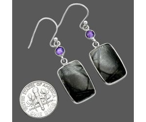 Picasso Jasper and Amethyst Earrings SDE85514 E-1002, 12x18 mm