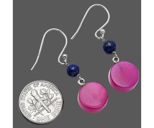 Pink Onyx and Lapis Lazuli Earrings SDE85525 E-1010, 12x12 mm
