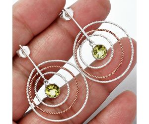 Two Tone - Lemon Quartz Earrings SDE85527 E-1244, 6x6 mm