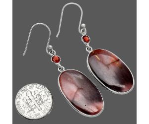 Red Mookaite and Garnet Earrings SDE85579 E-1002, 15x26 mm