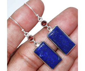 Lapis Lazuli and Garnet Earrings SDE85607 E-1002, 10x19 mm