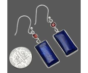 Lapis Lazuli and Garnet Earrings SDE85608 E-1002, 10x20 mm