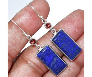 Lapis Lazuli and Garnet Earrings SDE85610 E-1002, 10x20 mm