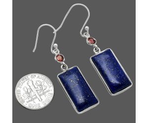 Lapis Lazuli and Garnet Earrings SDE85612 E-1002, 10x20 mm
