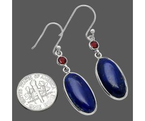 Lapis Lazuli and Garnet Earrings SDE85621 E-1002, 10x19 mm