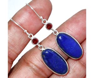 Lapis Lazuli and Garnet Earrings SDE85622 E-1002, 10x20 mm