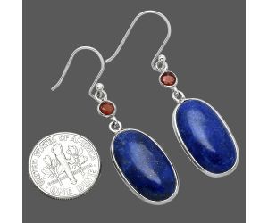 Lapis Lazuli and Garnet Earrings SDE85623 E-1002, 11x20 mm