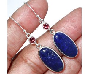 Lapis Lazuli and Garnet Earrings SDE85625 E-1002, 10x20 mm