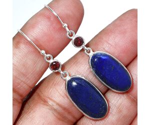Lapis Lazuli and Garnet Earrings SDE85626 E-1002, 10x20 mm