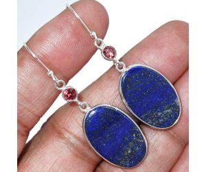 Lapis Lazuli and Garnet Earrings SDE85629 E-1002, 14x21 mm