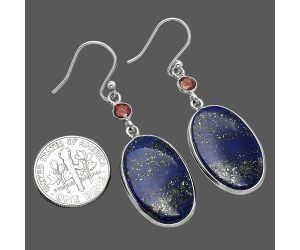Lapis Lazuli and Garnet Earrings SDE85629 E-1002, 14x21 mm