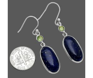 Lapis Lazuli and Peridot Earrings SDE85630 E-1002, 10x20 mm