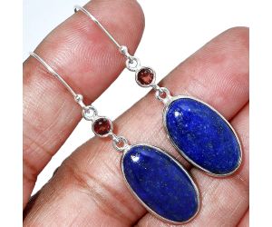 Lapis Lazuli and Garnet Earrings SDE85632 E-1002, 12x20 mm