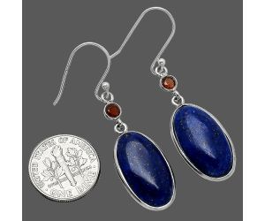 Lapis Lazuli and Garnet Earrings SDE85632 E-1002, 12x20 mm