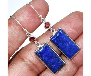 Lapis Lazuli and Garnet Earrings SDE85633 E-1002, 10x20 mm