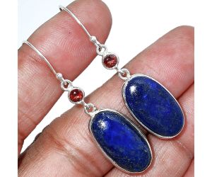 Lapis Lazuli and Garnet Earrings SDE85635 E-1002, 11x21 mm
