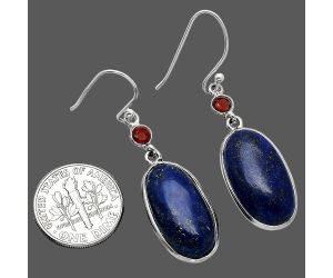 Lapis Lazuli and Garnet Earrings SDE85635 E-1002, 11x21 mm
