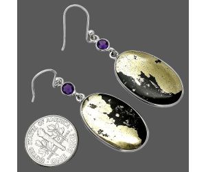 Apache Gold Healer's Gold and Amethyst Earrings SDE85655 E-1002, 15x24 mm