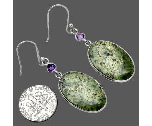 Serpentine and Amethyst Earrings SDE85658 E-1002, 15x24 mm