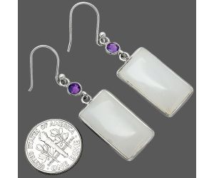 White Opal and Amethyst Earrings SDE85661 E-1002, 12x21 mm