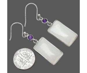 White Opal and Amethyst Earrings SDE85663 E-1002, 12x21 mm