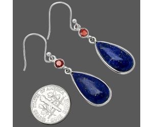 Lapis Lazuli and Garnet Earrings SDE85664 E-1002, 10x20 mm