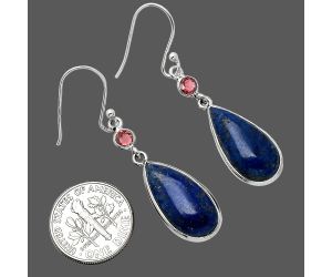 Lapis Lazuli and Garnet Earrings SDE85665 E-1002, 10x20 mm