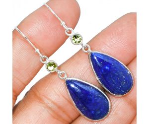 Lapis Lazuli and Peridot Earrings SDE85666 E-1002, 11x21 mm