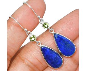 Lapis Lazuli and Peridot Earrings SDE85670 E-1002, 10x20 mm