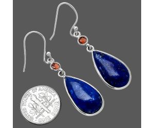 Lapis Lazuli and Garnet Earrings SDE85672 E-1002, 10x21 mm