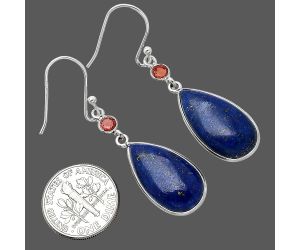 Lapis Lazuli and Garnet Earrings SDE85676 E-1002, 12x21 mm