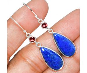 Lapis Lazuli and Garnet Earrings SDE85677 E-1002, 10x20 mm